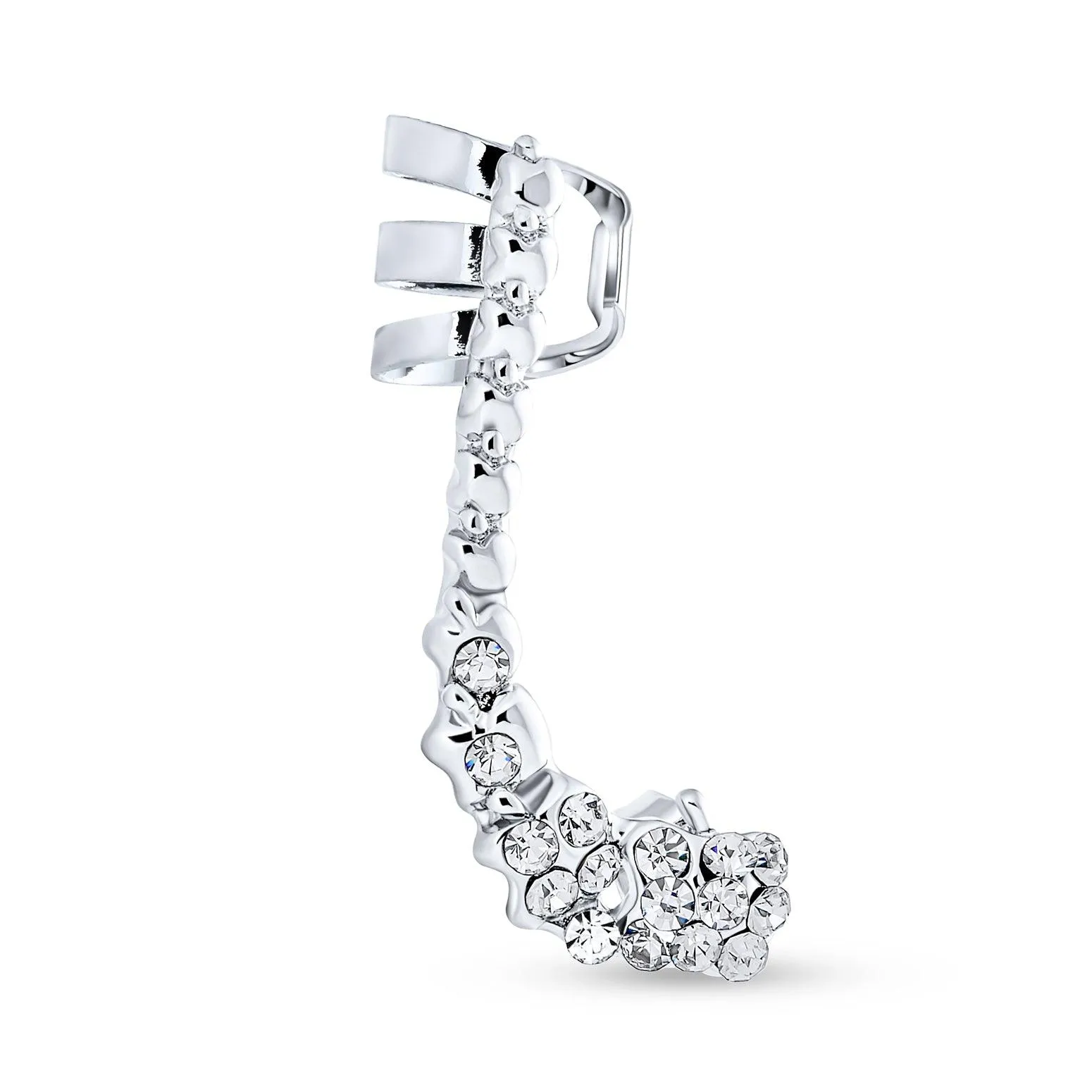 Graduated Crystal Encrusted Cartilage Ear Cuff Wrap Lobe Earring