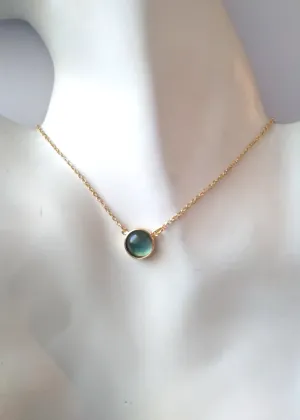 Horizontal Round Flourite Single Gem Drop Pendant