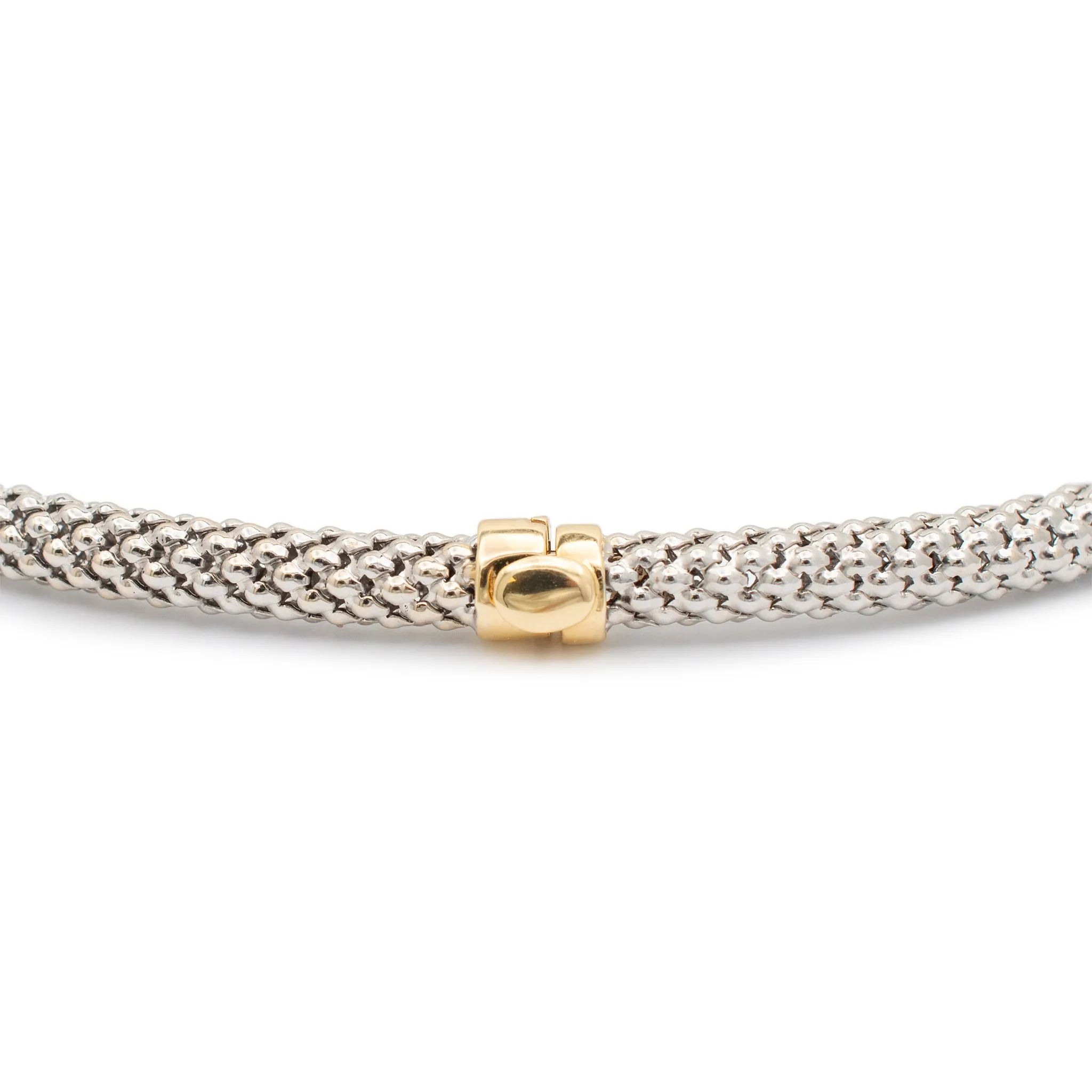 Ladies 14K White & Yellow Gold Popcorn Chain