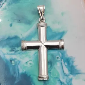 Mens Greek cross 925 sterling silver large