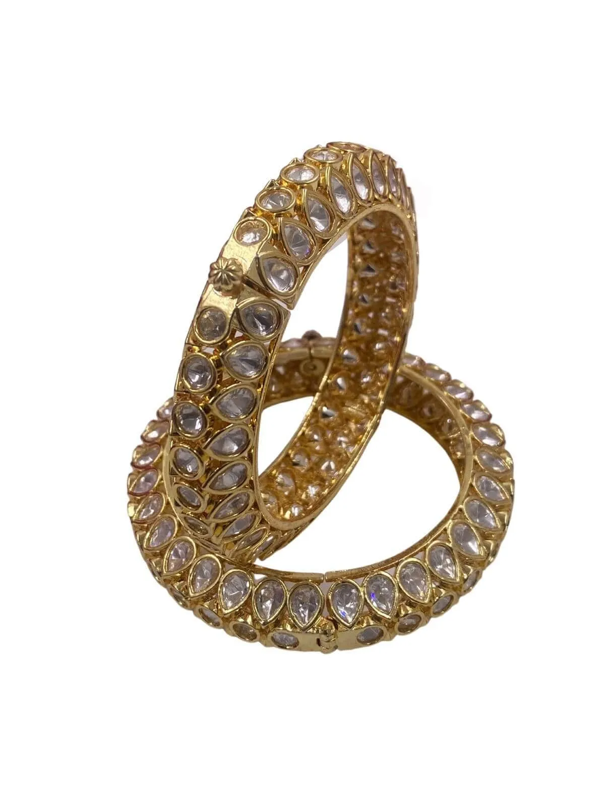 Gehna Shops Gold-Plated Polki Kundan Bangles for Weddings - Mohini Collection