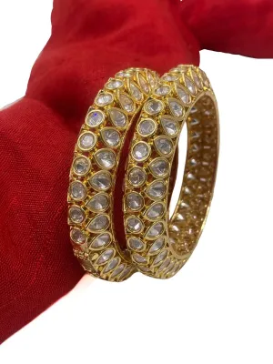 Gehna Shops Gold-Plated Polki Kundan Bangles for Weddings - Mohini Collection