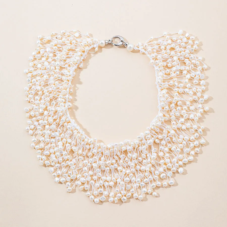 Multi Pearl Statement Necklace with 18k gold clasp