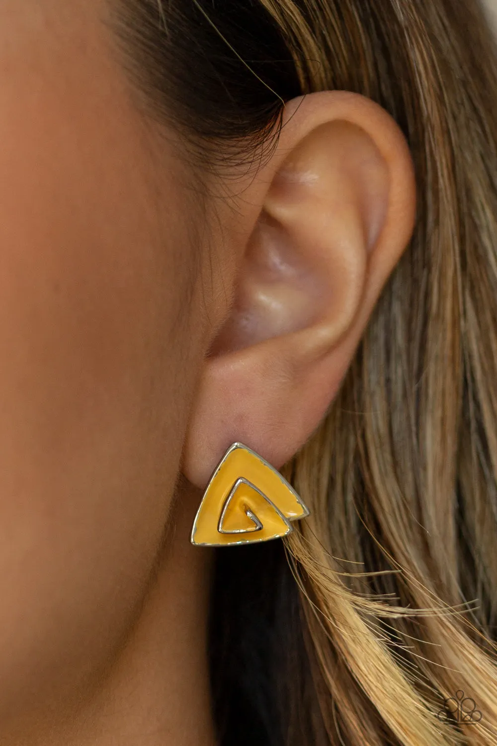 Paparazzi Accessories - On Blast #L184 - Yellow Earrings