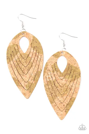 Paparazzi Cork Cabana - Green Earring