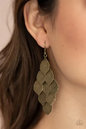 Paparazzi Earring ~ Loud and Leafy - Brass