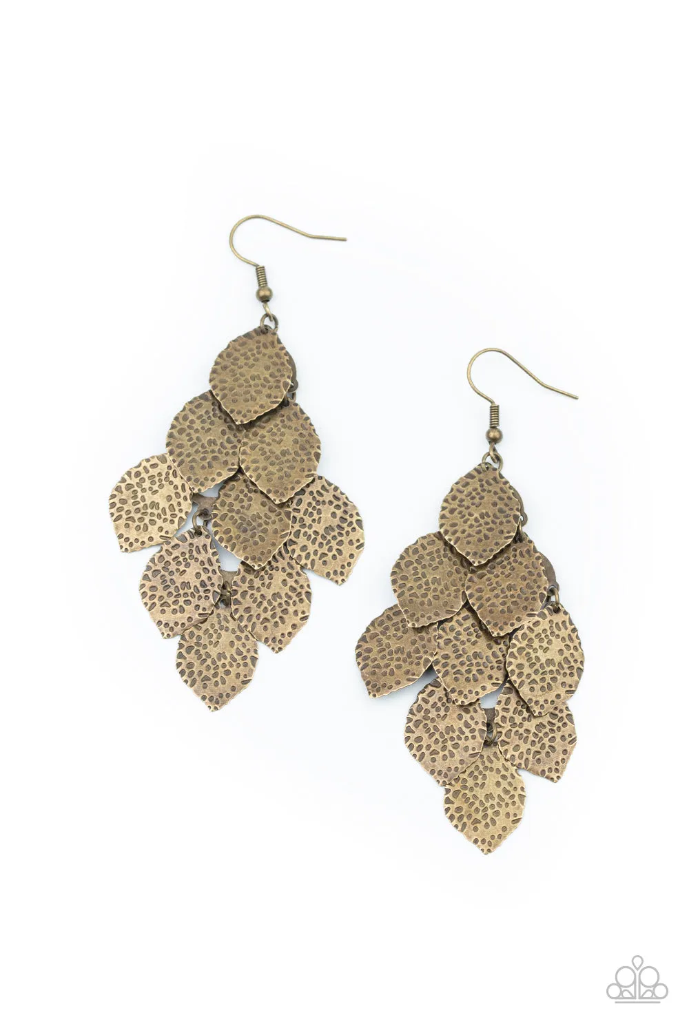 Paparazzi Earring ~ Loud and Leafy - Brass