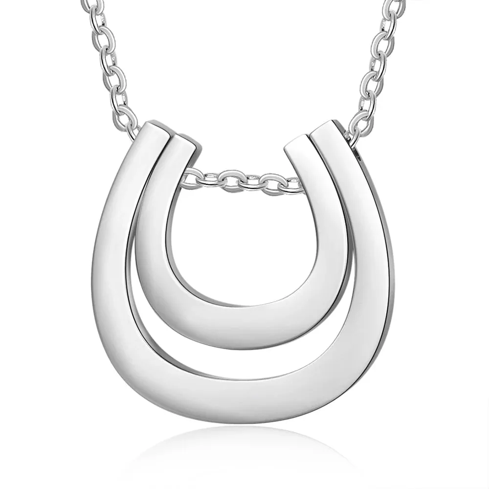 Personalized 2 Names Engraved Horseshoe Pendant