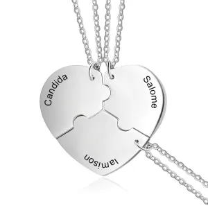 Personalized Stainless Steel 3 Names Engraved Necklace