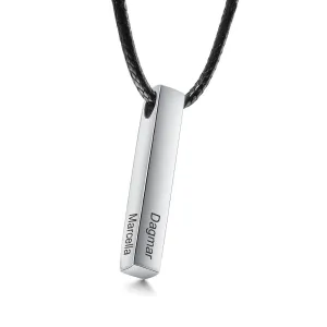 Personalized Steel Vertical Bar 4 Names Necklace