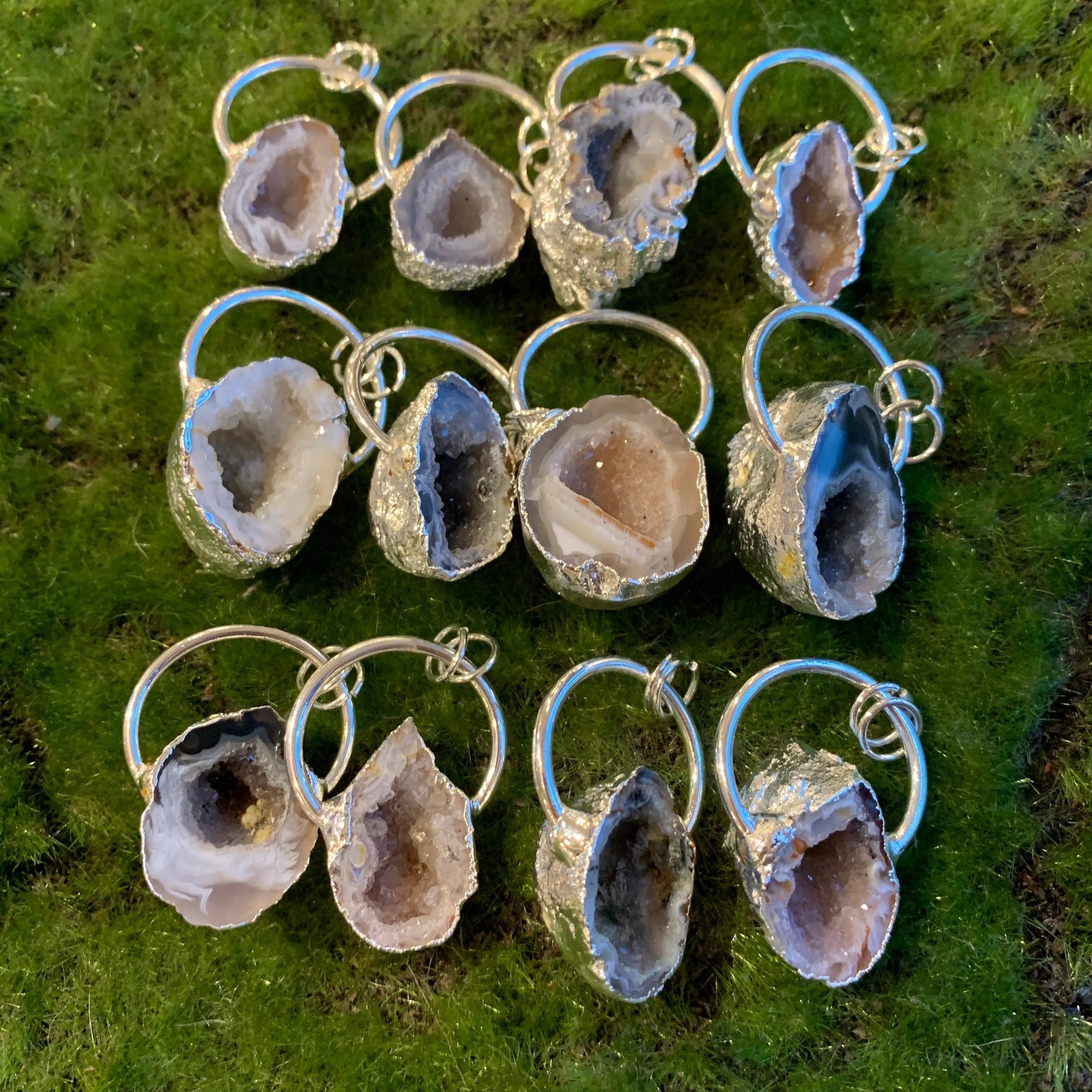 Plated Geode Pendants