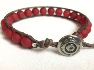 Red Jade Bracelet - Red Jade Jewelry - Red Jade Wrap Bracelet - Red Bracelet - Men's Bracelet - Women's Bracelet - Women's Jewelry