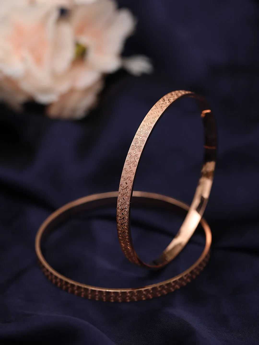 Rose Gold Plated Set Of 2 Bangle Set