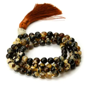 Sardonyx Mix 8mm Knotted Mala with Silk Tassel #88