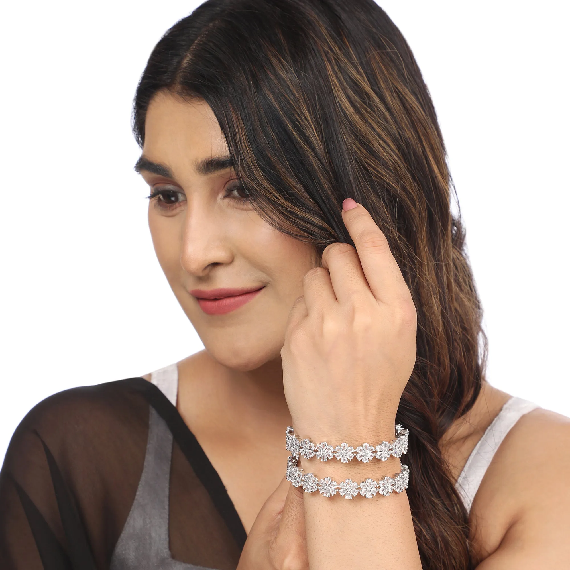 Shimmering Pearl White Delight Bangles (Pack of 2)