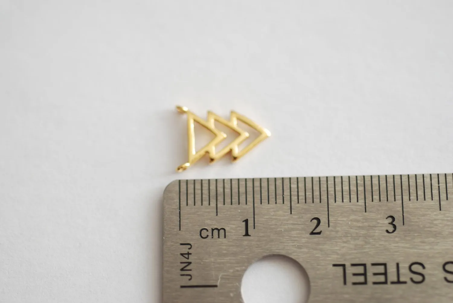 Shiny Vermeil Gold Triangle Connector- 18k Gold plated Sterling Silver Chevron Triangle Charm, Gold Arrow Charm, Gold Triangle connector, 93