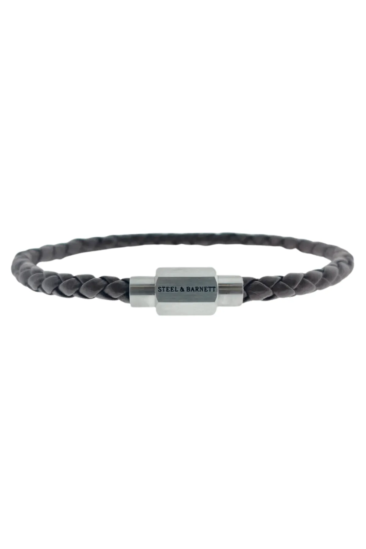 Silver Luke Landon Leather Bracelet