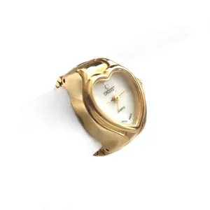 Gold Stellar Heart Ring Watch with Elegant Design