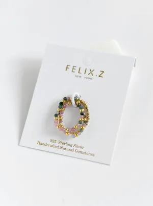 Stretchable Beaded Ring Set Of 3