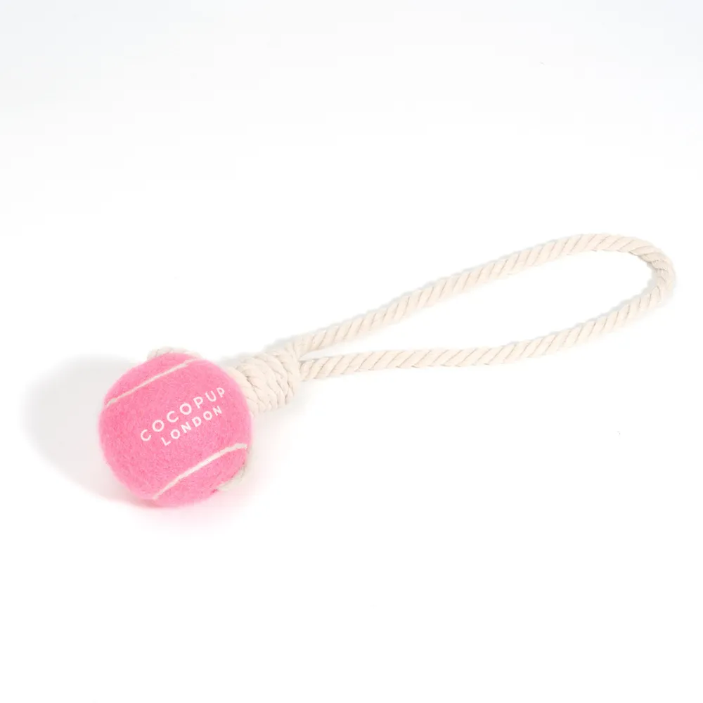 Tennis Ball Rope Toy - Playful Pink