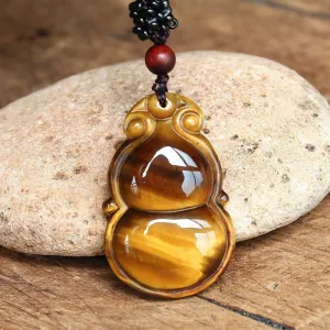 Tiger Eye Stone Carved Lucky Energy Necklace